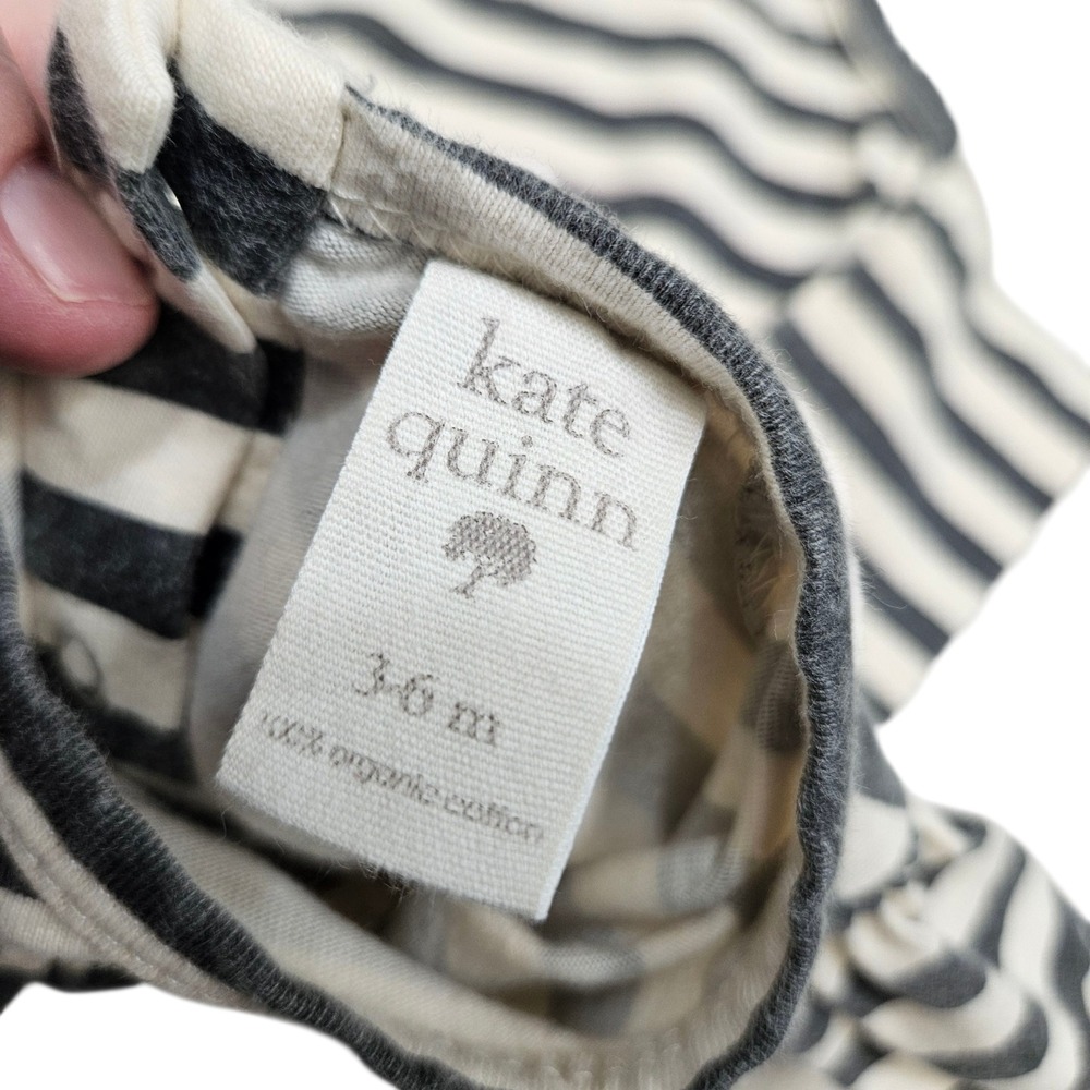 Kate Quinn Organic Cotton Striped Ruffle Shoulder Long Sleeve Baby Bodysuit - Picture 3 of 6